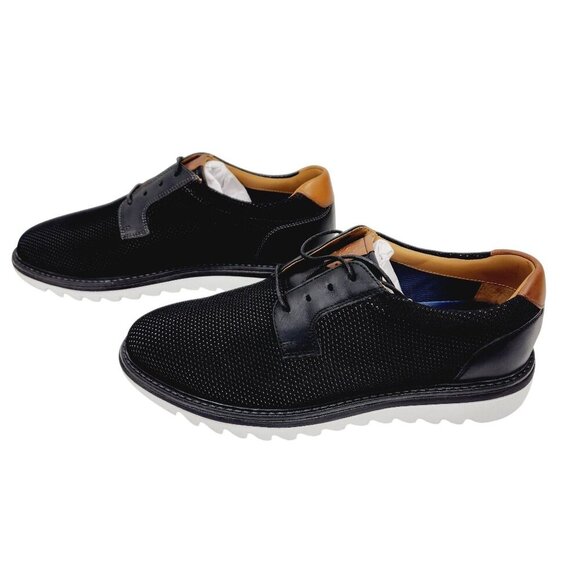 Men's Johnston & Murphy Algood Knit Plain Almond Toe Taupe Lace Up Shoes - Picture 7 of 13